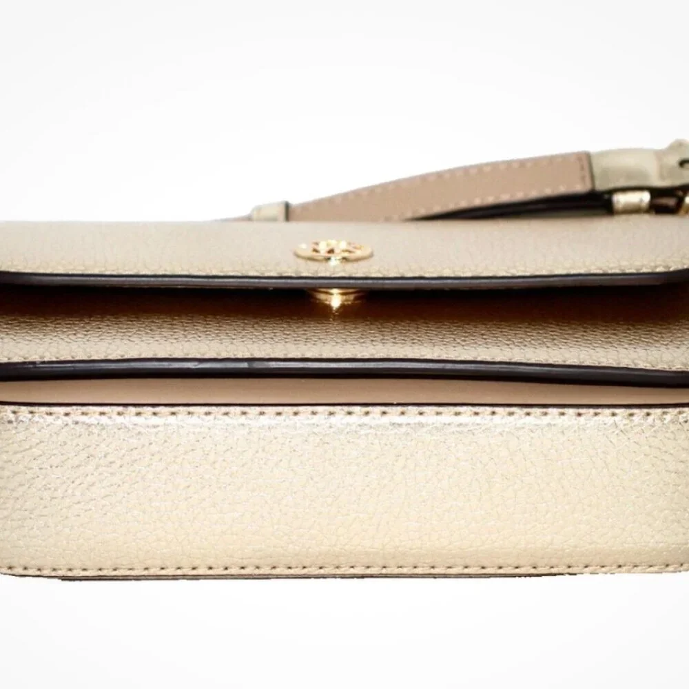 NWT Michael Kors Jet Set Travel Small Metallic Leather Crossbody - GOLD - Picture 9 of 12